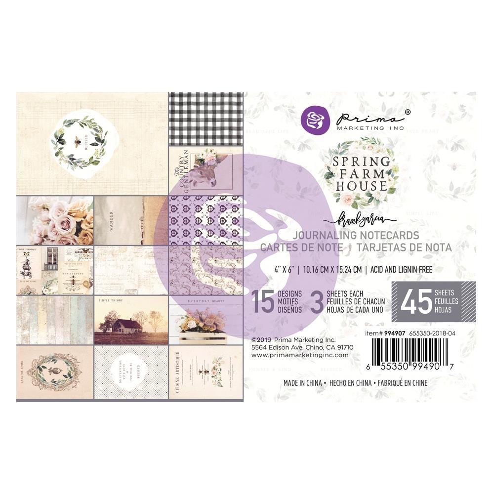 Карточки Prima Marketing Spring Farmhouse Journaling Cards 4"X6" 45 шт