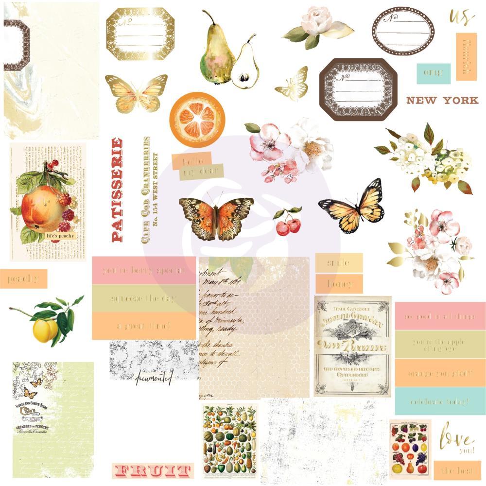 Вырубка W/Foil Details Prima Marketing Fruit Paradise Cardstock Ephemera 44/Pkg