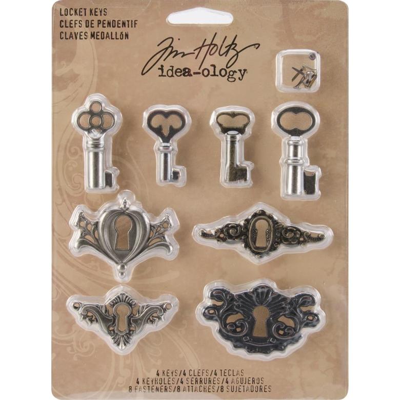 Металлические украшения Idea-Ology Metal Locket Keys & Keyholes 8/Pkg