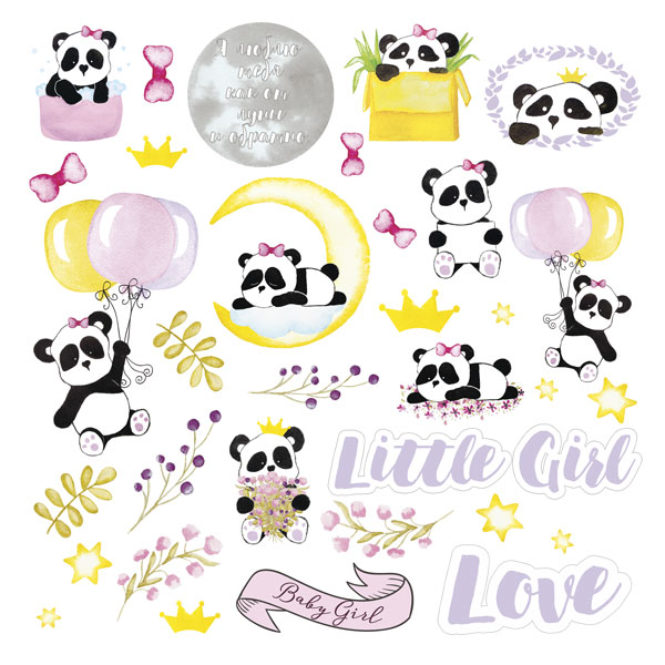 Лист с картинками для вырезания. Набор "My little baby girl"