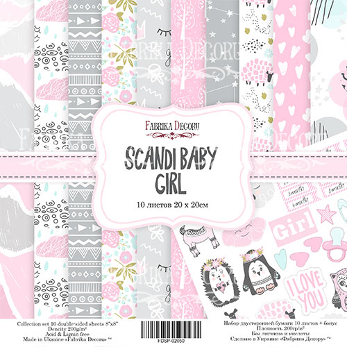 Набор скрапбумаги "Scandi Baby Girl" 20x20см