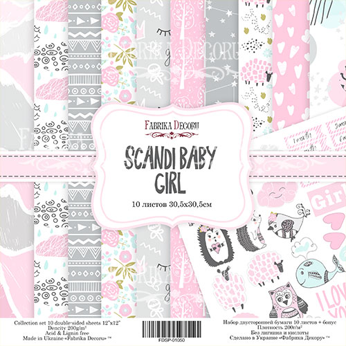 Набор скрапбумаги "Scandi Baby Girl" Фабрика декору 30,5x30,5см