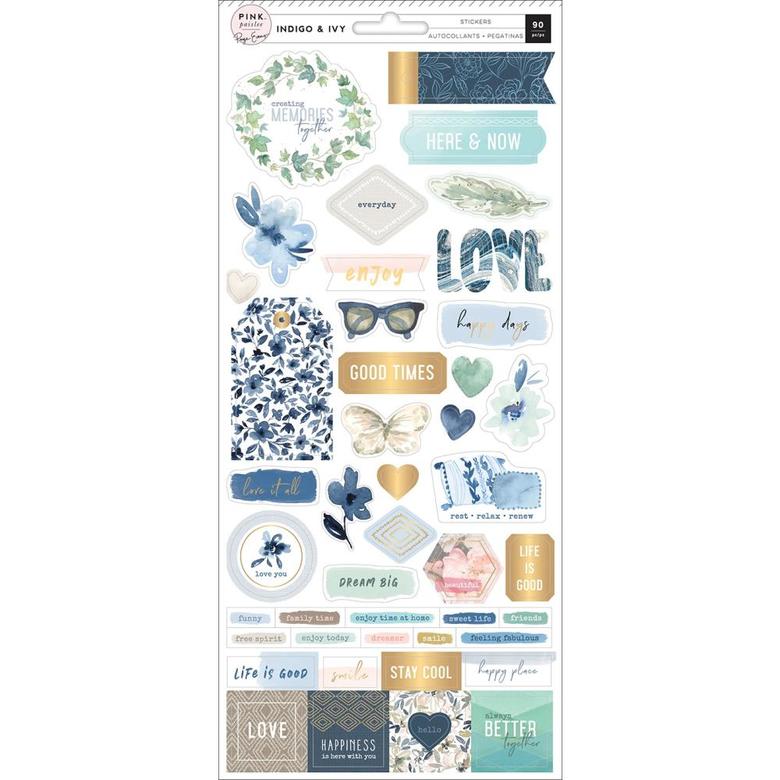 Набор стикеров Pink Paislee Indigo & Ivy Cardstock Stickers 5.5"X12" 2/Pkg
