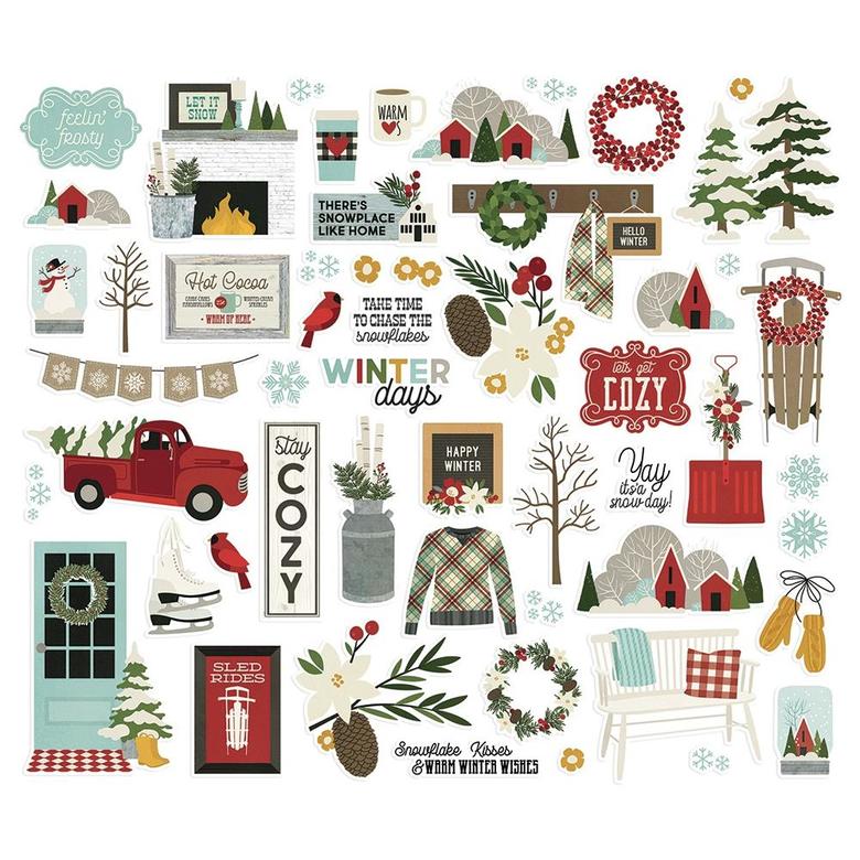 Набор высечек Winter Farmhouse Bits & Pieces Die-Cuts 54/Pkg
