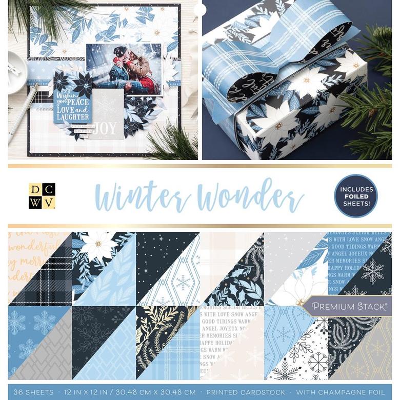 1/2 Набор двусторонней бумаги DCWV Winter Wonderland W/Foil Accents 12"X12" 36/Pkg