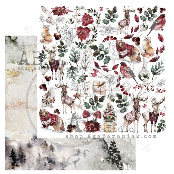 Бумага для скрапбукинга "Breeze of the forest"- sheet 3 - 12'x12'