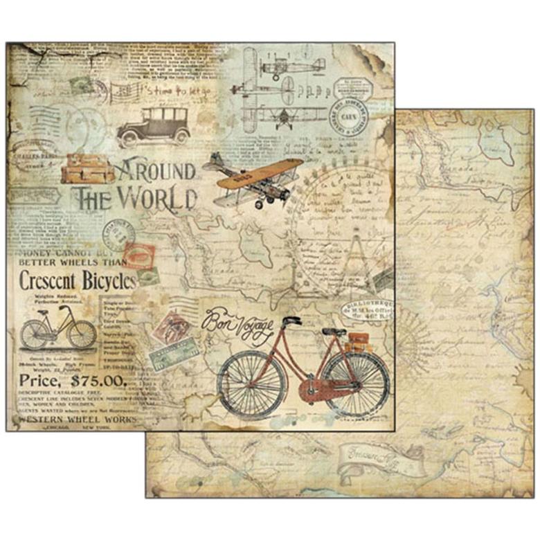 Лист бумаги двухсторонний Around The World Bike Tour Stamperia 12 "X12" (2)