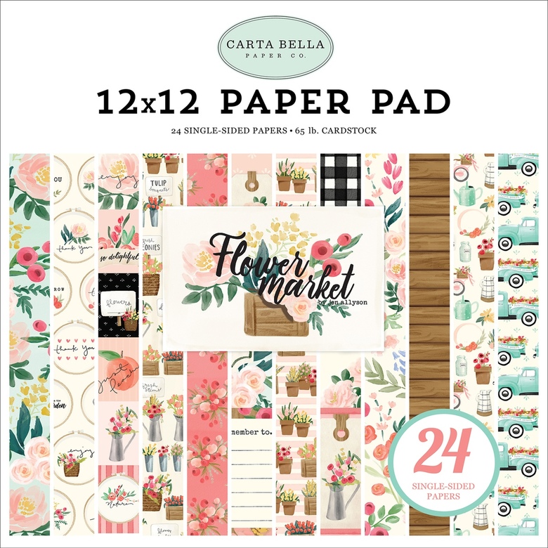 Набор  бумаги Flower Market Carta Bella Collection  12 "X12" - 1/2 набора