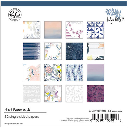 Набор бумаги  Indigo Hills 2 Collection -Pinkfresh Studio - 6 x 6 Paper Pack