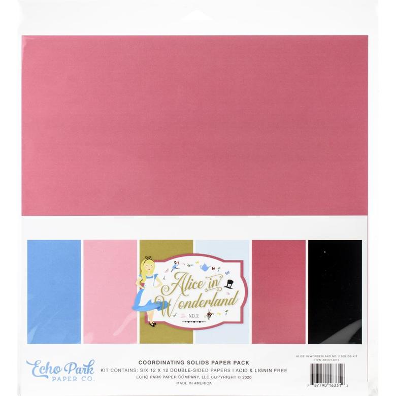 Набор Alice In Wonderland Solid Cardstock Echo Park Double-Sided 12"X12" 6/Pkg