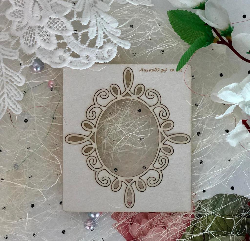 Чипборд «ажурная овальная рамка» PM 154 8*9