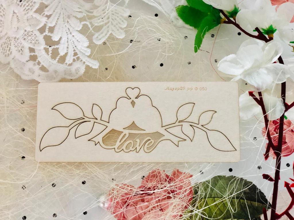 Чипборд птички на ветке « love» 4*12см