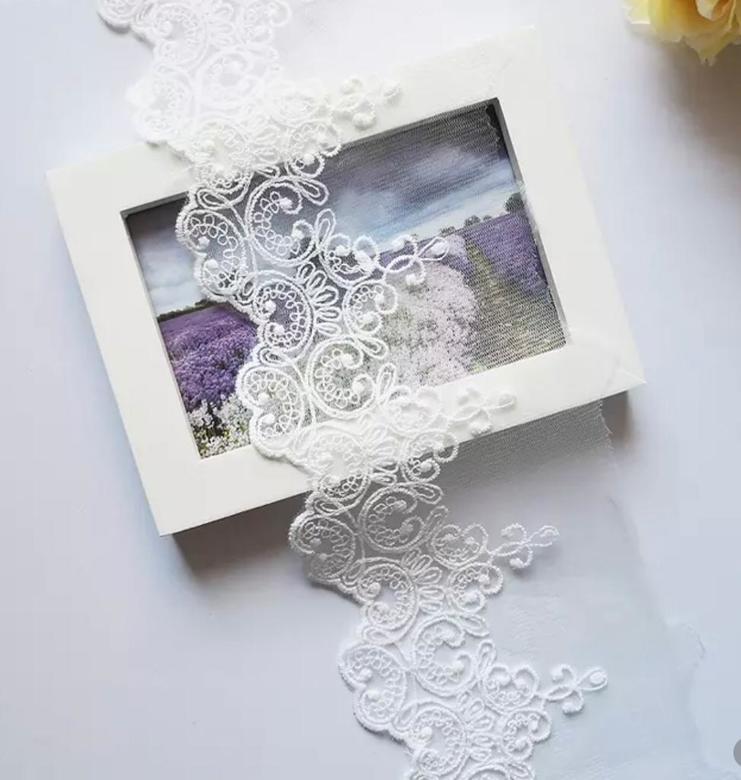 Кружево Ажурное Белое на Сетке Ширина 9,5 см / ярд