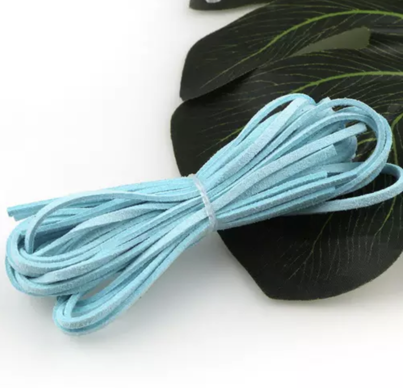 Декоративный замшевый шнур - небесный