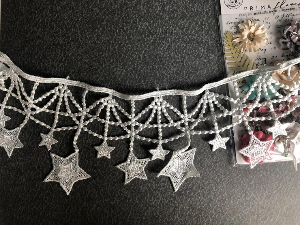 Кружево К-04 Ажурное Белое Звезды/ 0,5 ярда