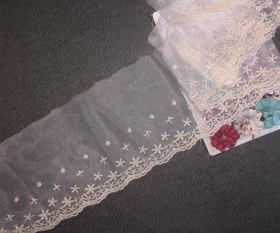 Кружево К-10 Ажурное бежевое на Сетке Ширина 8,5 см /отрез 45 см