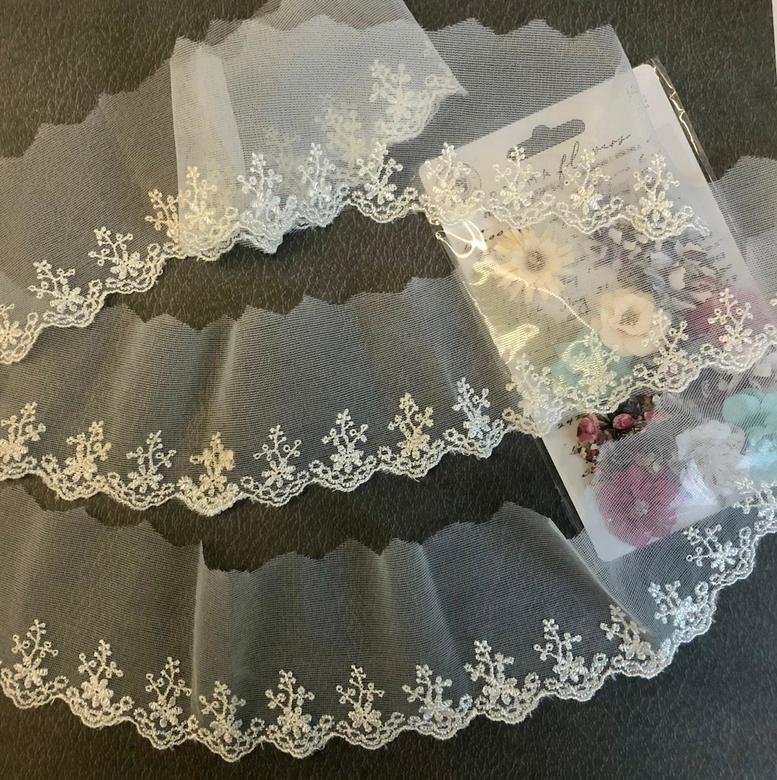 Кружево К-10 бежевое на Сетке Ширина 7 см /отрез 45 см