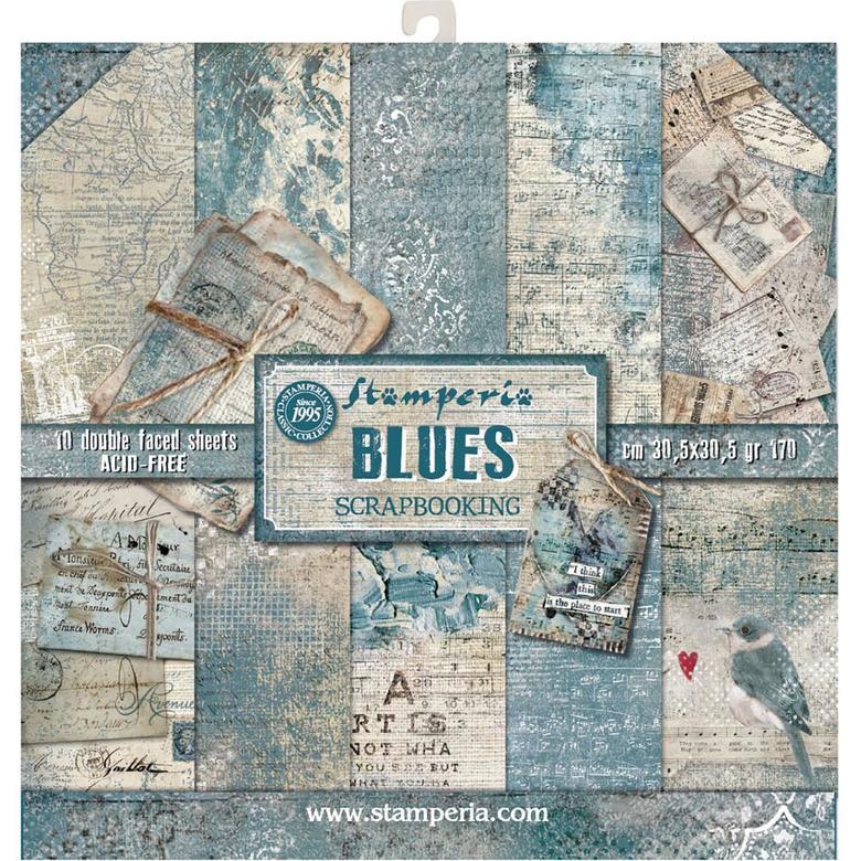 Набор двусторонней бумаги  Stamperia- Blues-  12"X12" 10/Pkg (п.6)