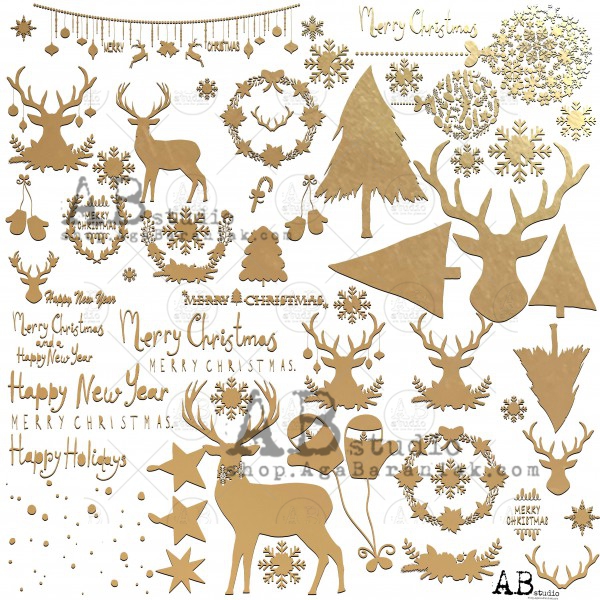 Бумага -вырезалка для скрапбукинга "Glam paper"- sheet 1 "Glam christmas page" -12'x12'