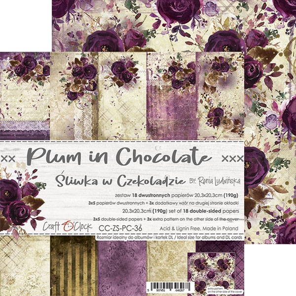 1/3 Набора бумаги Craft O'clock -  Plum in Chocolate - 20*20