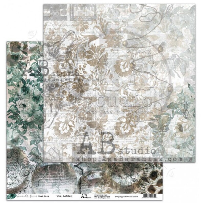 Бумага для скрапбукинга "Emerald Queen"-sheet 6- the letter - 12'x12'
