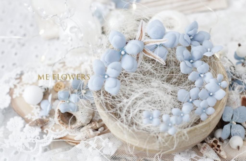 Набор гортензий и пятилистников «нежно-голубых»