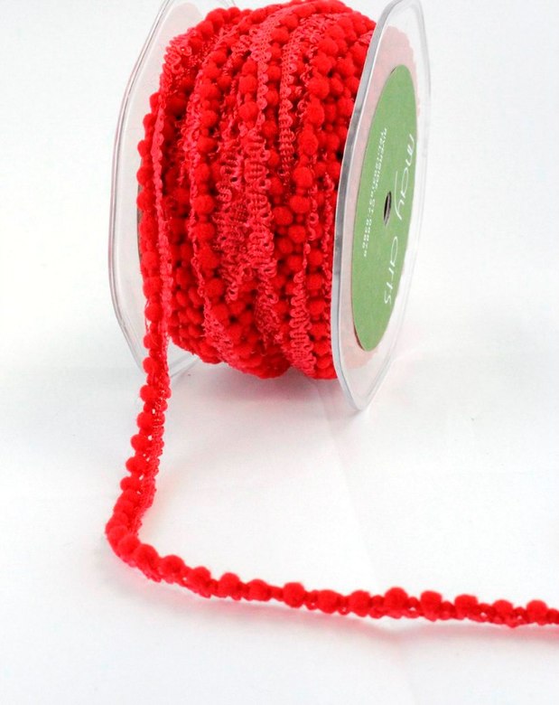 Лента из помпонов красная May Arts, (1 ярд)