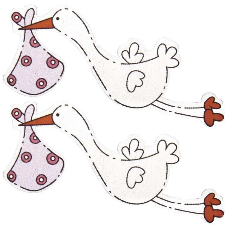 Деревянные украшения Rayher - аисты розовые (1 шт)