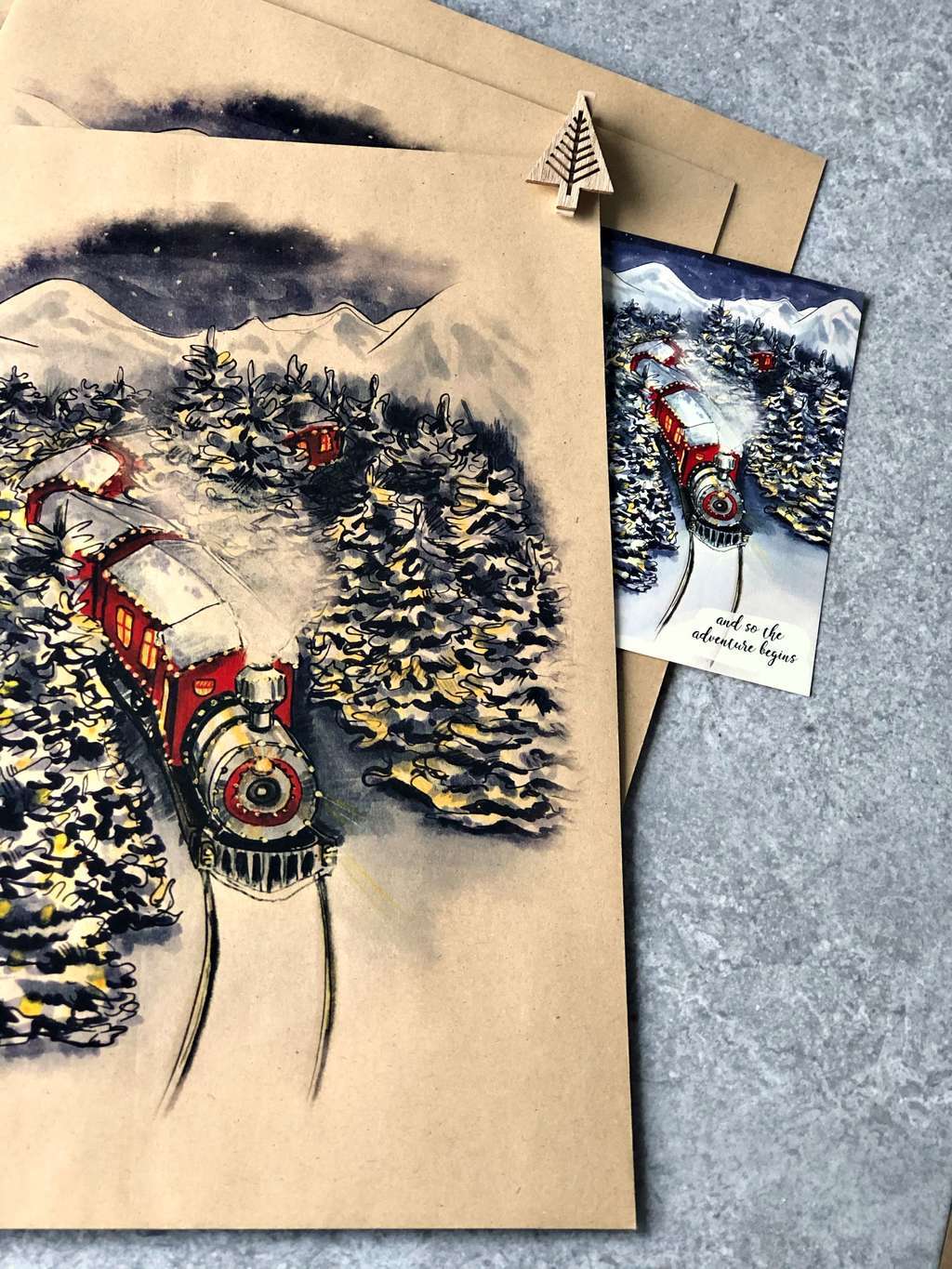 Large Christmas envelope Train