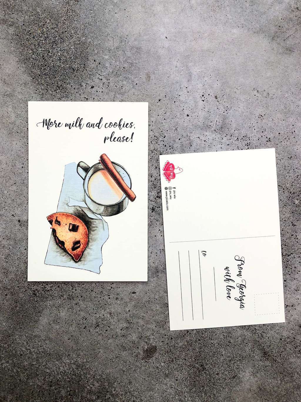 Открытка "Молоко с печеньем"/ Postcard "Milk&Cookies"