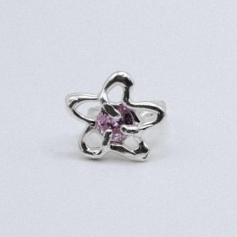 Кафф «Цветик» с розовым фианитом