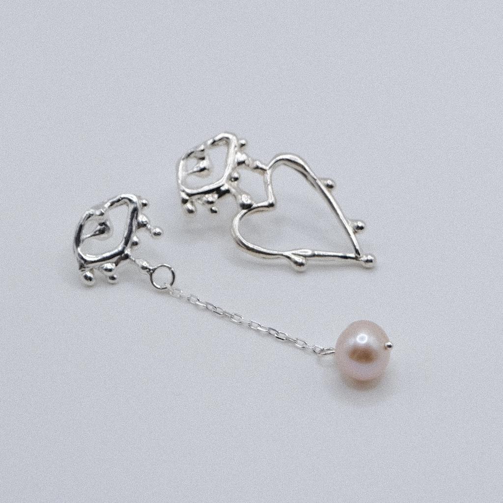 Серьги с жемчугом из сердечного дропа №5