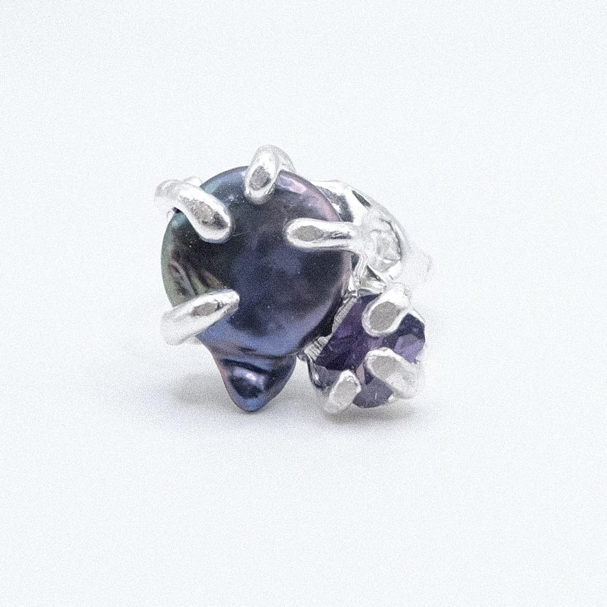 Кольцо с жемчугом и фианитом