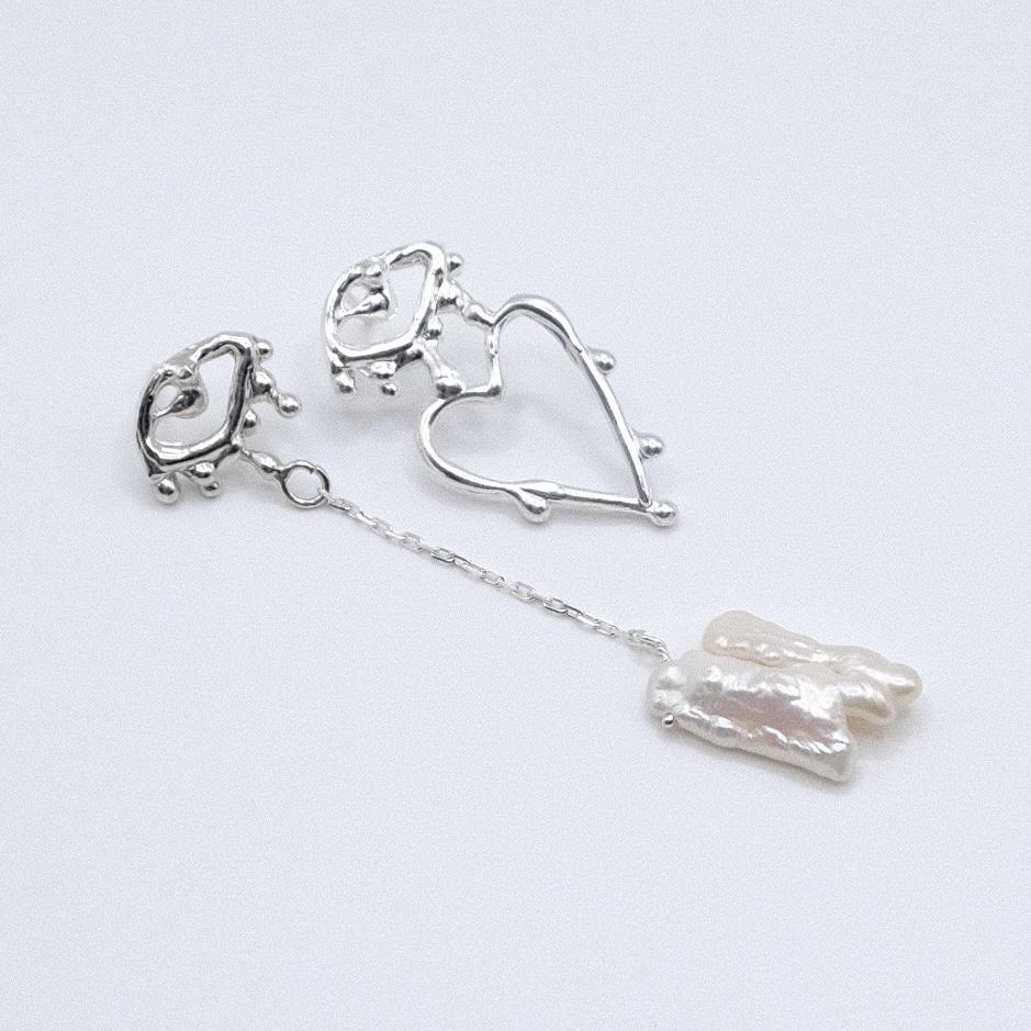 Серьги с жемчугом из сердечного дропа