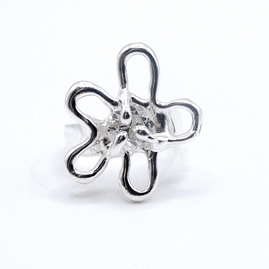 Кольцо «Цветик» с белым фианитом