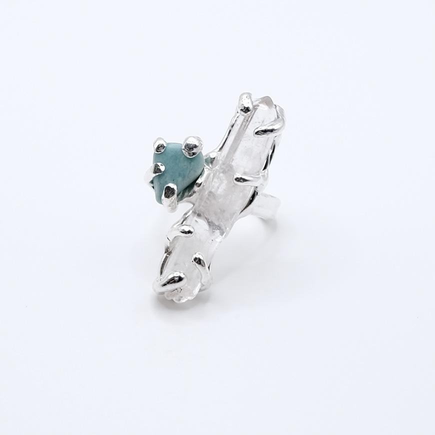 Кольцо с кварцем и агатом