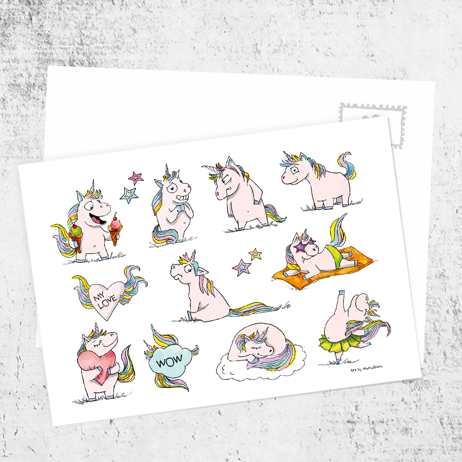 Почтовая открытка «Единороги»