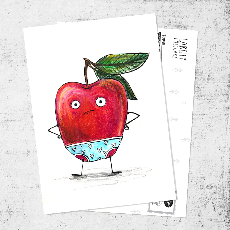 Почтовая открытка «Яблоко в труселях»