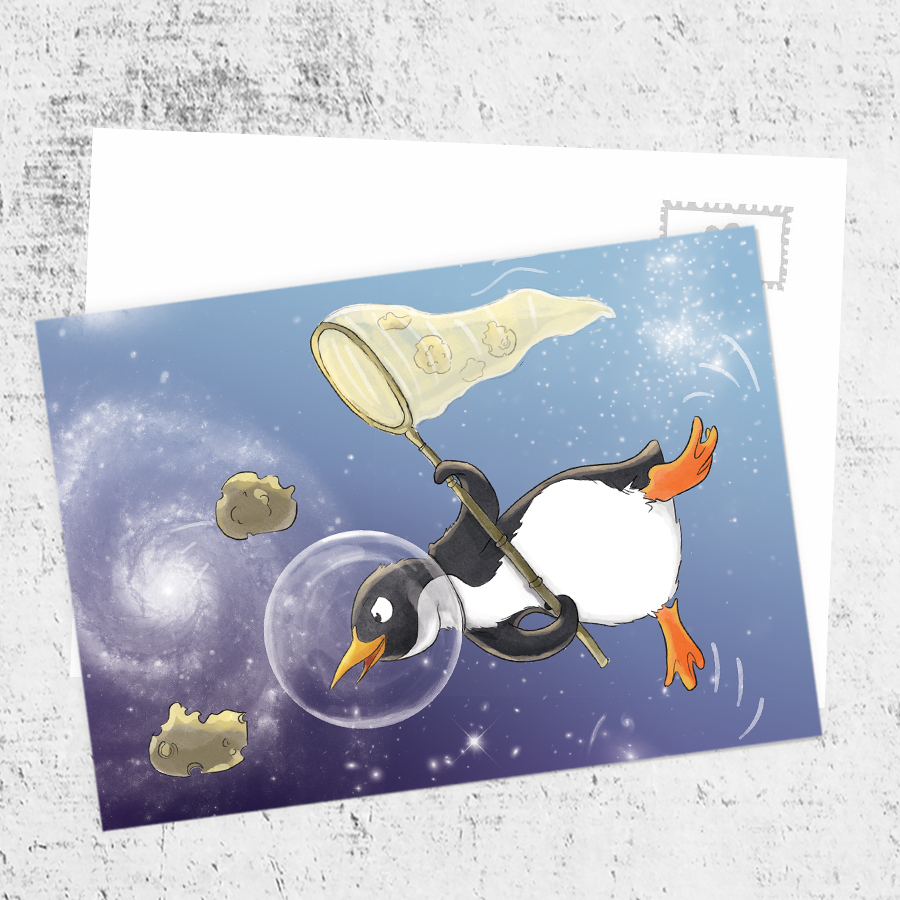 Почтовая открытка «Пингвин космонавт»