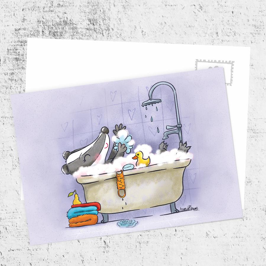 Почтовая открытка «Банный барсук»