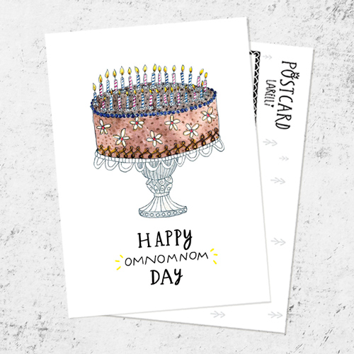 Почтовая открытка «Happy omnomnom day»