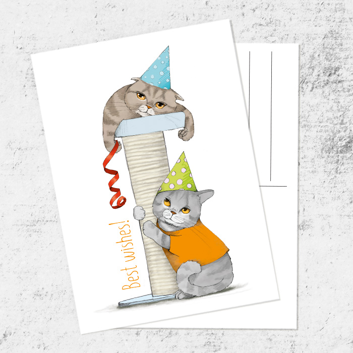 Почтовая открытка «Котики»