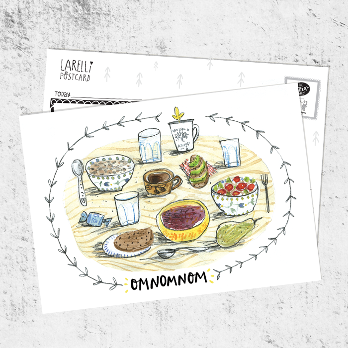 Почтовая открытка «Omnomnom»