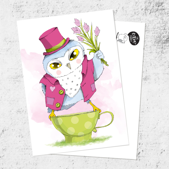 Почтовая открытка «Сорванец с цветами»