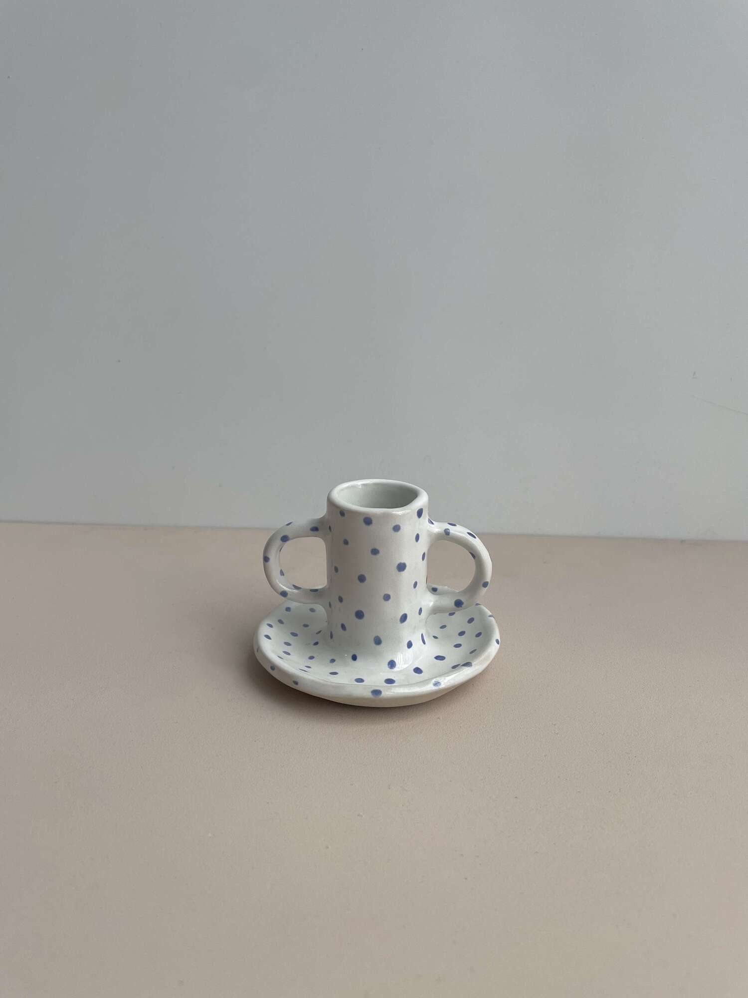 Подсвечник керамический в горошек