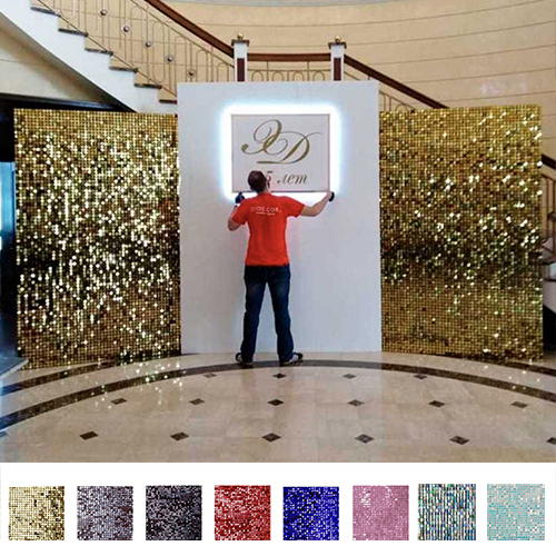 Фотозона с пайетками и белым центром