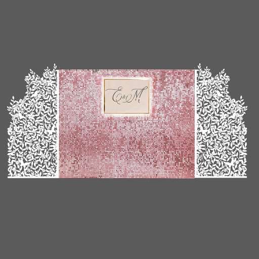 Мерцающий нежно-розовый фон с белыми листиками