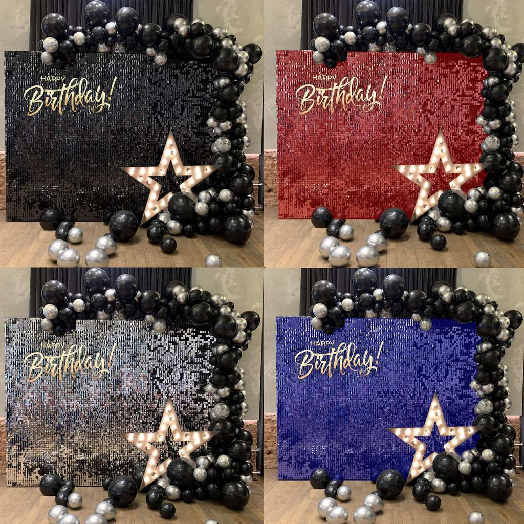 Фотозона с шарами, звездой и пайетками на день рождения