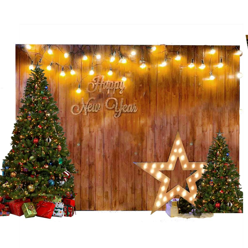 Деревянная новогодняя фотозона с елками (месяц)