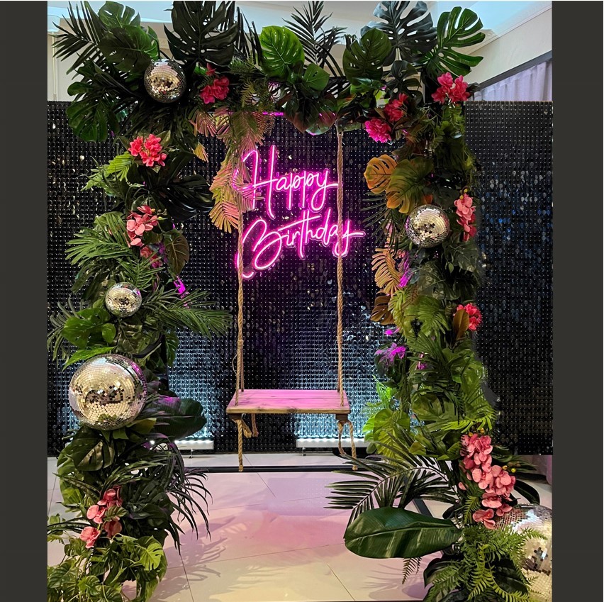 Тропические качели с мерцающей фотозоной и диско-шарами